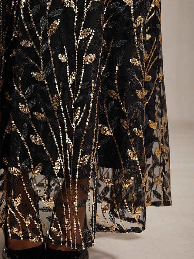 Women's Maxi Dress A Line Dress Sequins Embroidered Tulle