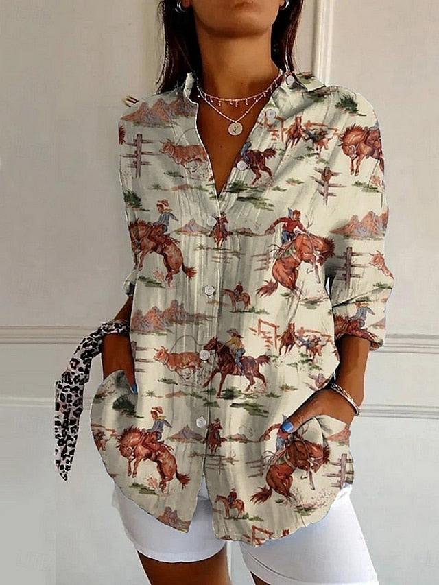 Women's Shirt Buttons Print Floral Graphic Active Daily