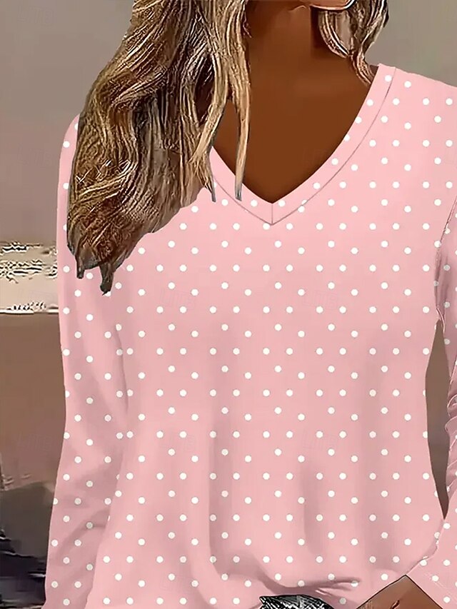 Women's T Shirt Print Graphic Geometric Polka Dot Vintage