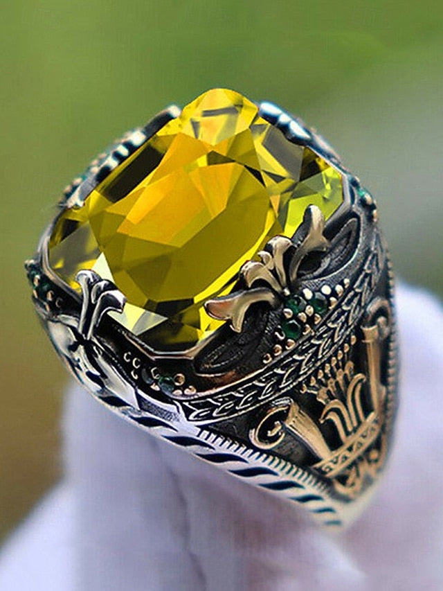 Men's Gemstone Ring Alloy