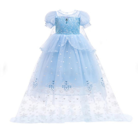 Cosplay Frozen Elsa Cloak Dress Princess Girl Flower