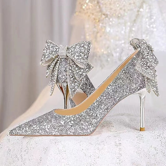Bride Closed Bridesmaid Toe for Women Pointed Wedding Shoes