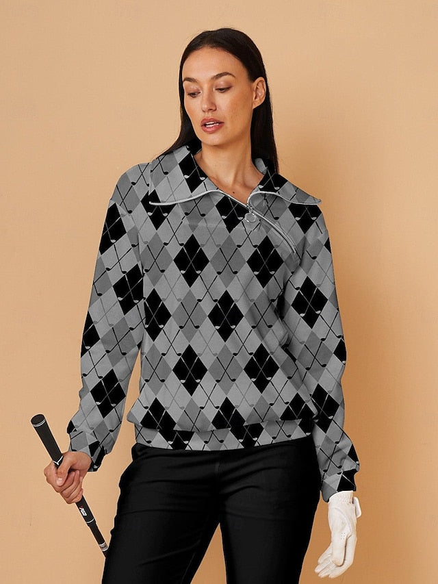 Women's Golf Pullover Sweatshirt Light Blue Long Sleeve Top