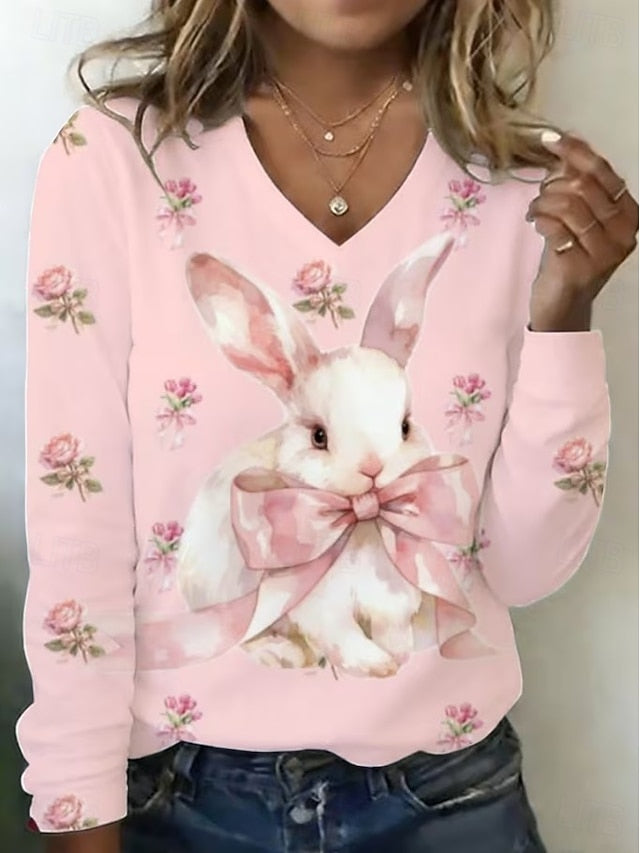 Easter Women's T Shirt Print Graphic Animal Geometric