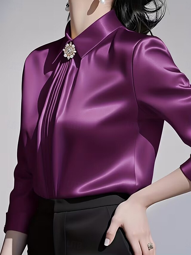 Women's Shirt Blouse Ruched Plain Stylish Basic Classic