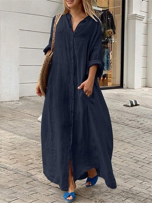 Women's Long Dress Maxi Dress Maxi Dress Faux Cotton Linen