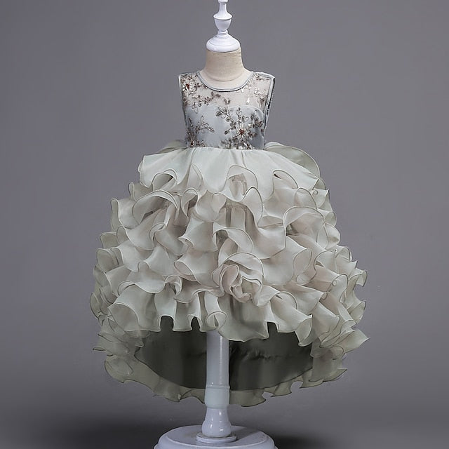 4-13 Party Floral Wedding Summer Kids Dress Ruffle Girls'
