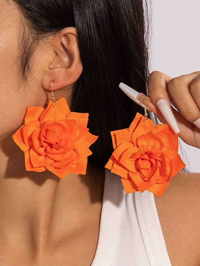 Floral Oversized Women's - Statement Earrings Drop Flower