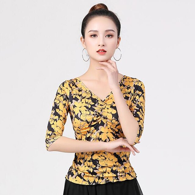 Latin Dance Ballroom Dance Top Printing Women's Training