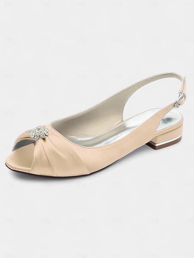 Wedding with Crystal Slingback Women's Satin Heels