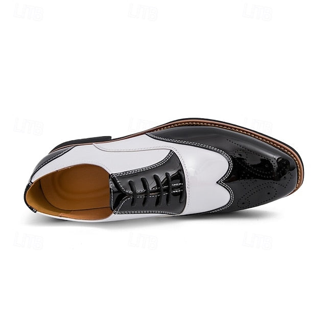 Men's Gold with Black Patent and Leather Shoes Oxford