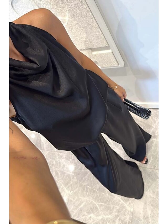 Women's Pants Sets Bolero Top Sleeveless Halter Neck Solid
