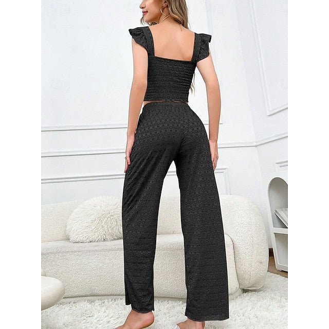 Women's Pajama Set Casual Comfort Pure Color Elastic Waist