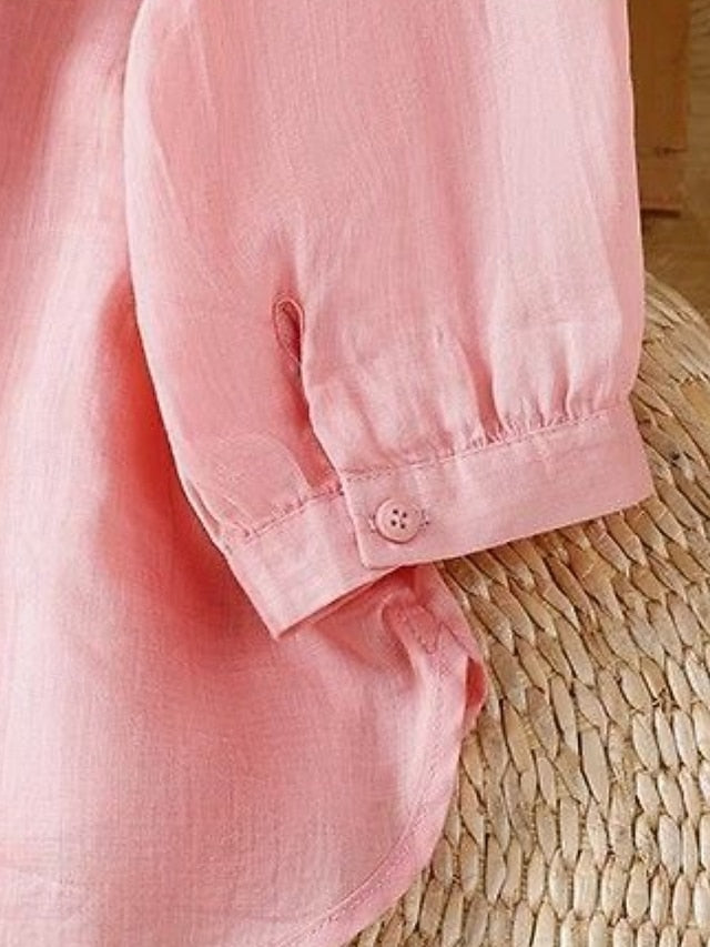 Women's Cotton Linen Shirts Solid Color Daily Basic Casual