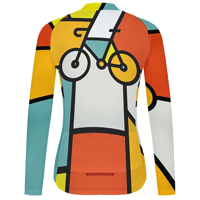 Women's Cycling Jersey Geometric Geometry Funny Long Sleeve