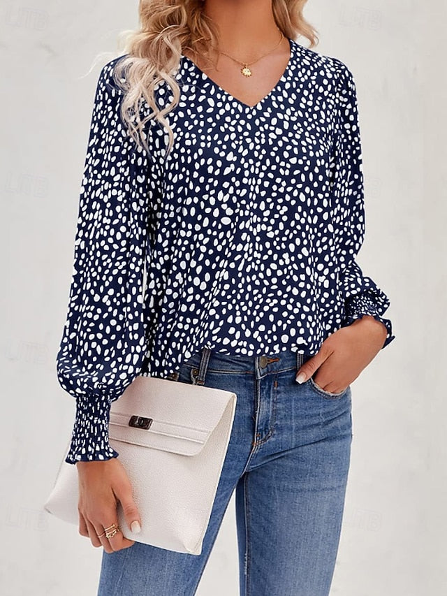 Women's T Shirt Print Floral Casual Long Sleeve V Neck