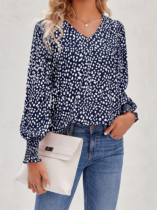 Women's T Shirt Print Floral Casual Long Sleeve V Neck