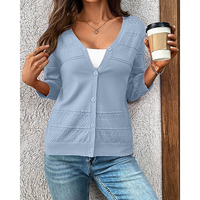 Women's Knit Cardigan Long Sleeve Top Athleisure Fall /