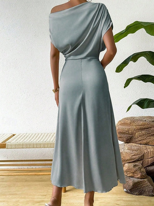 Women's Midi Dress Satin Dress Party Dress Cocktail Dress