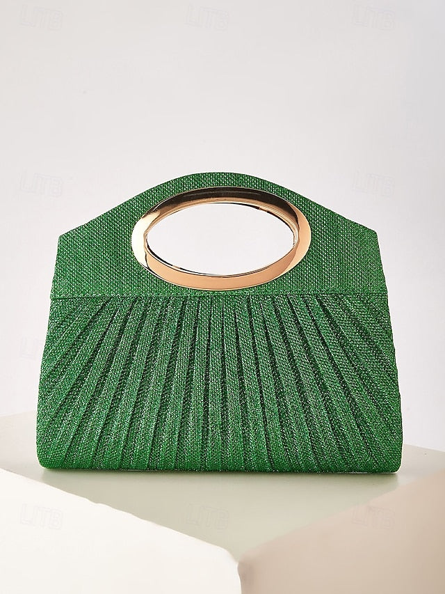 Evening Clutch Handle Bag with Gold Women's Glitter