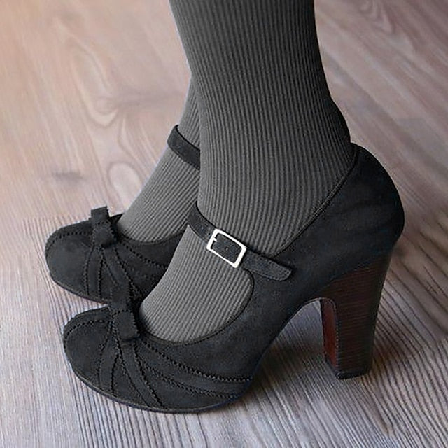 Black Bow Detail Women's with Heels Mary Red Suede and Jane