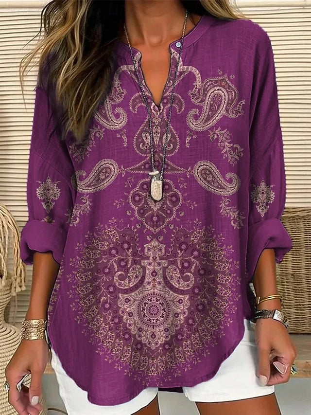 Women's Shirt Buttons Print Sparkly Vintage Daily Casual