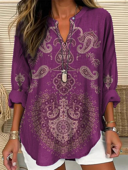 Women's Shirt Buttons Print Sparkly Vintage Daily Casual