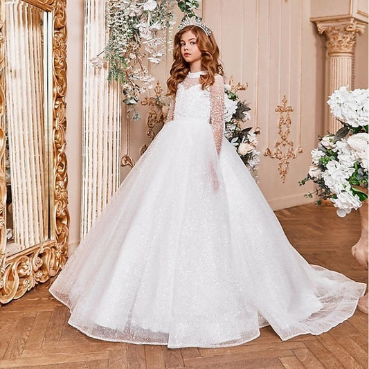 Dress Kids Girl Color Girls' Flower Solid Party Long