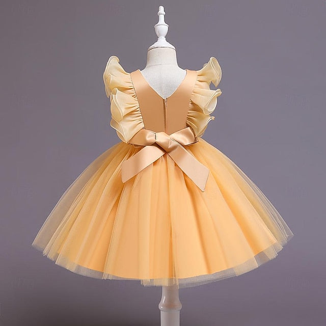 Party Color Sequin Flower Girls' Dress Kids Solid