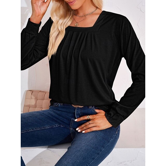 Women's Blouse Ruched Solid Color Daily Stylish Casual Long