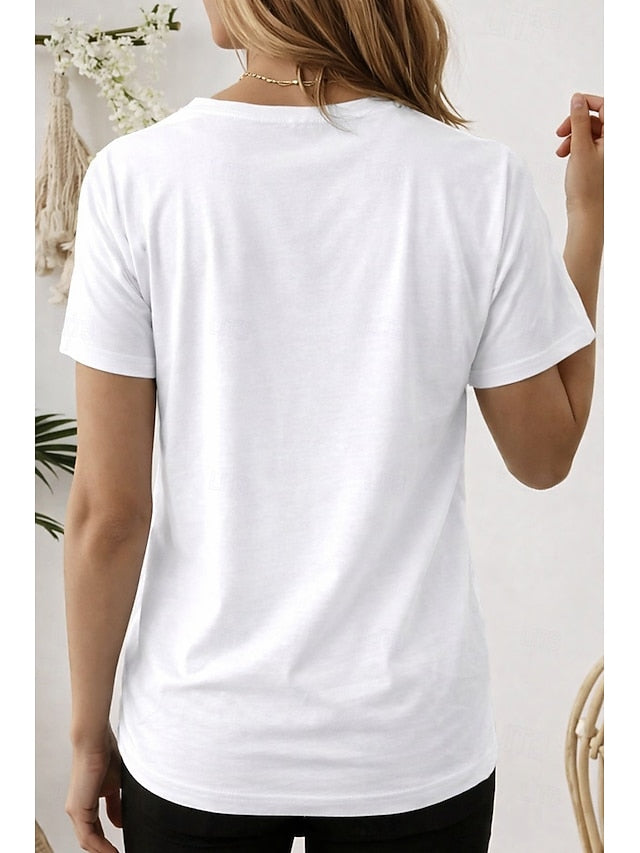 Women's T Shirt Tee Solid Color Classic Casual Short Sleeve