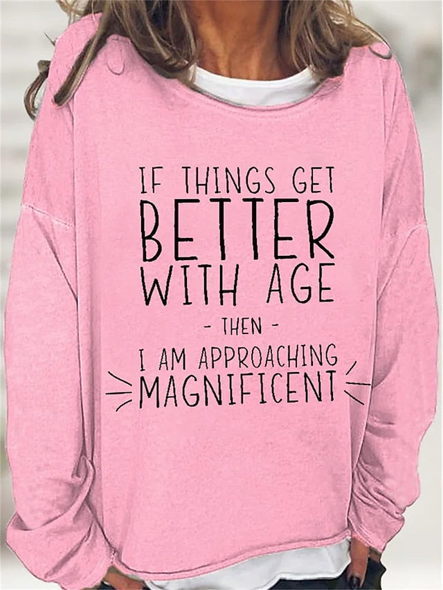 Women's Oversized Sweatshirt Pullover Cotton Blend Letter