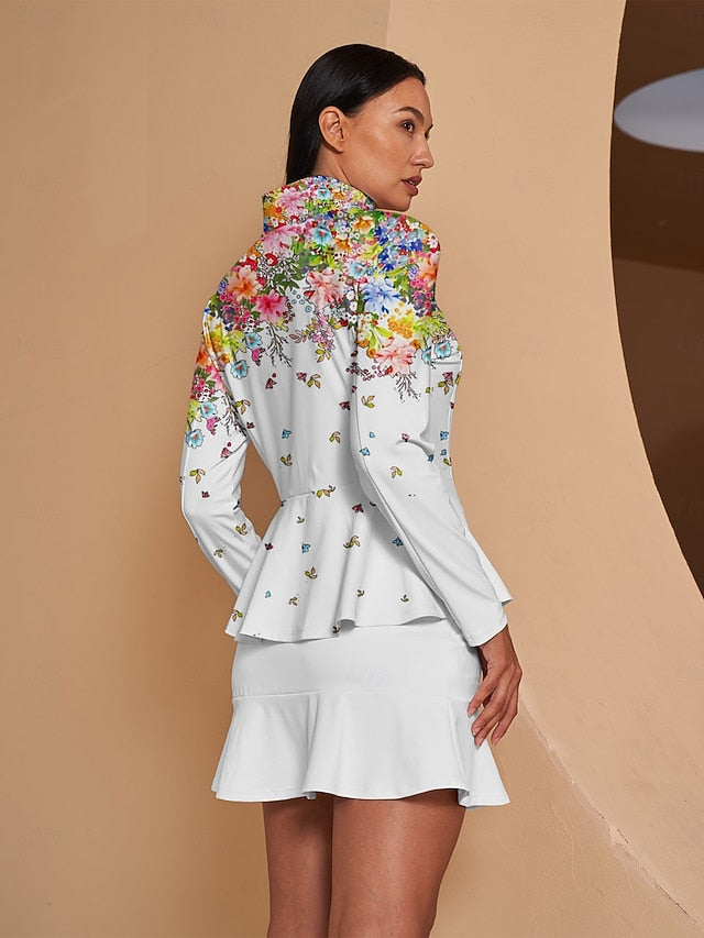 Women's Golf Jacket White Long Sleeve Top Ladies Golf