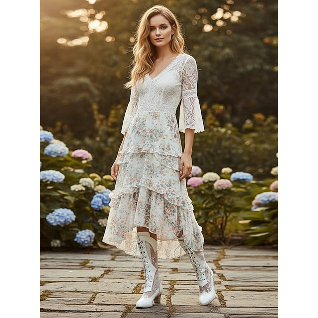 Women's Boots Lace Lace-Up Victorian-Style White with