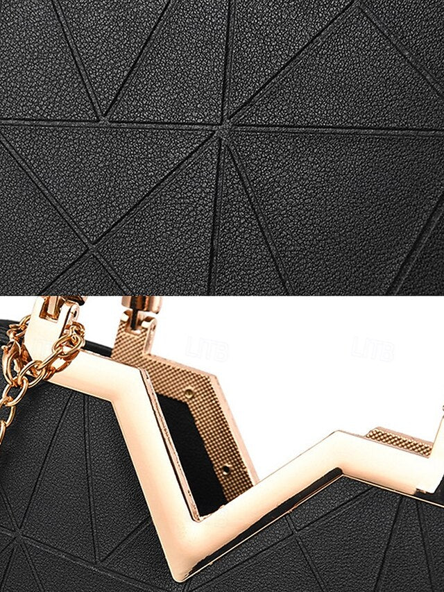 Women's Faux Leather Handbag with Pearl Pendant – Elegant