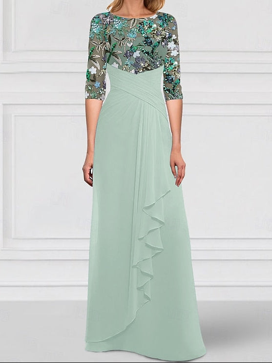 Mother Dress SkyBeaded Gown of Sparkle Bride the A-Line