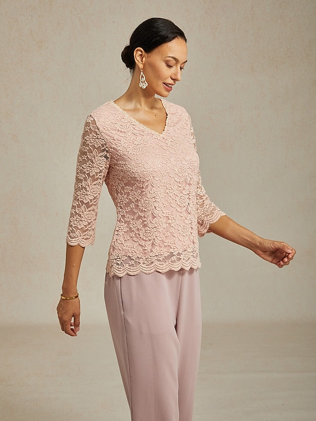 Women's Lace Shirt Blouse Lace Floral Elegant Long Sleeve V
