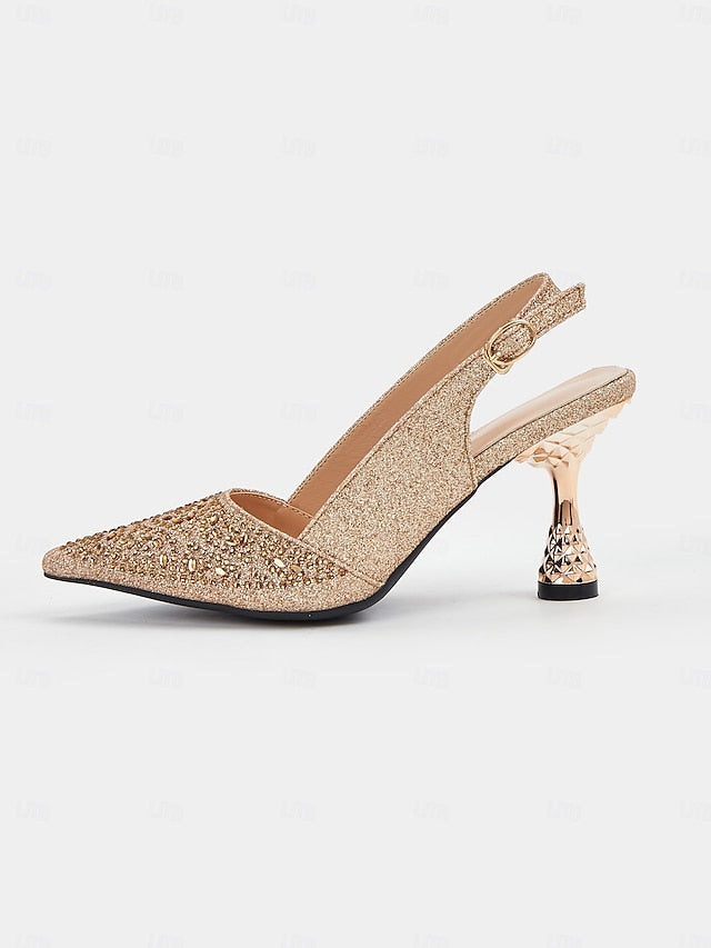 Sparkling Pointed Toe Pumps Women's – Slingback Glitter