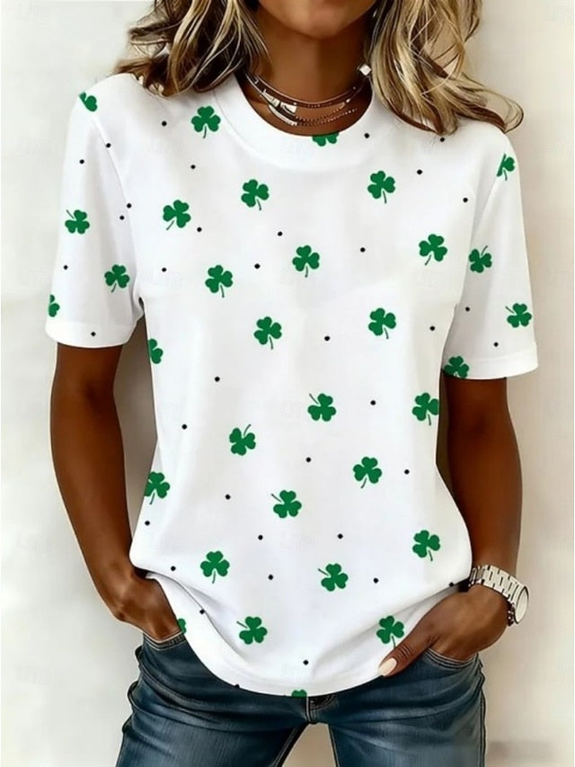 St. Patrick's Day Women's T Shirt Shamrock Casual