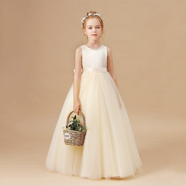 Girl Color Kids Flower Dress Solid Girls' Party
