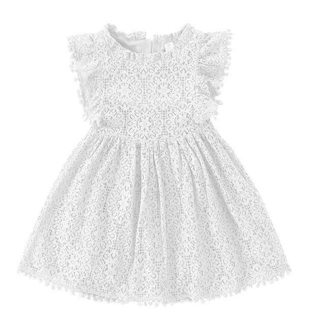 Solid Color Sleeve Girls' Short Party Dress Kids