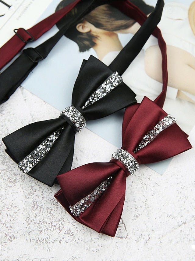 Burgundy Embellishment Bow Elegant with Tie – Satin Crystal