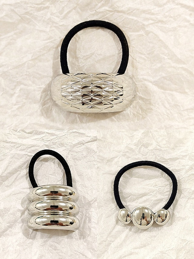 Women's Scrunchies Elastic Hair Gold Tone with - Band