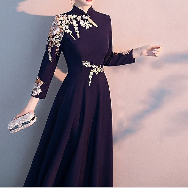 Neck Elegant Floor High Simple the of A-Line Mother Bride Dress