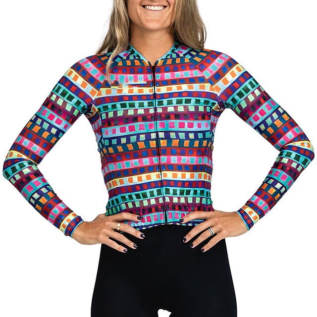 Women's Cycling Jersey Geometric Geometry Funny Long Sleeve