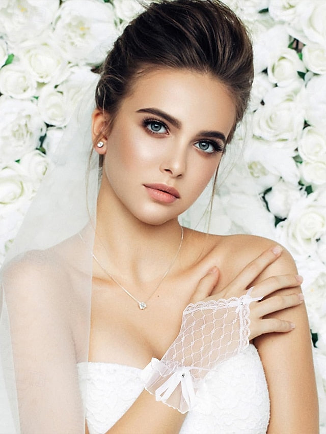 Elegant Gloves Wedding White Fingerless Bridal Lace –