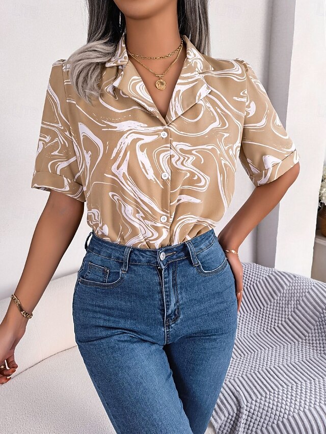 Women's Shirt Casual Shirt Beach Shirt Print Abstract