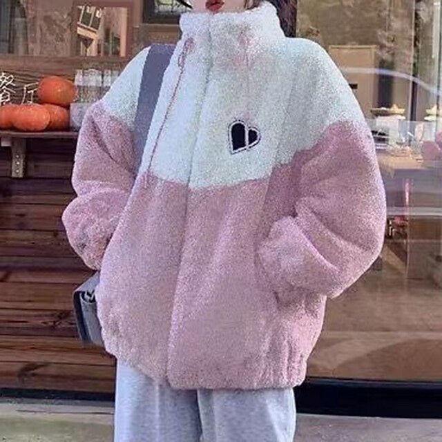 Women's Fuzzy Fleece Jacket Winter Coat with Pockets Long