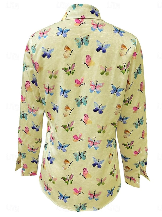 Women's Shirt Linen Like Breathable Lightweight Button Down