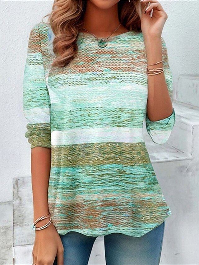 Women's T Shirt Tee Top Print Graphic Fashion Modern Long